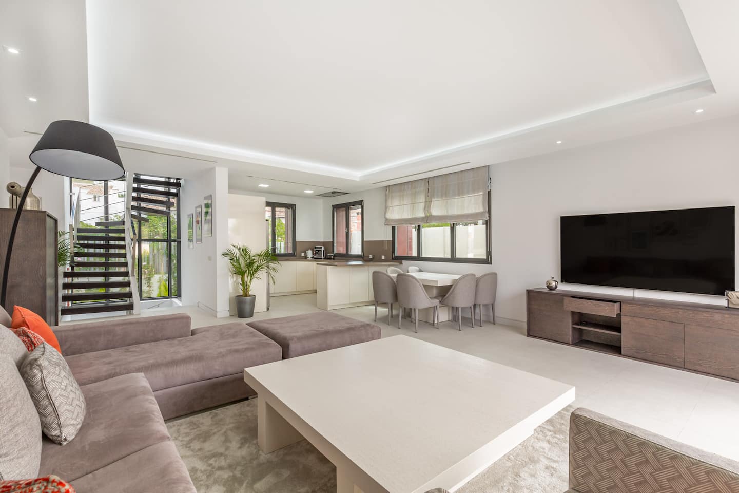 Open-plan lounge inside the villa